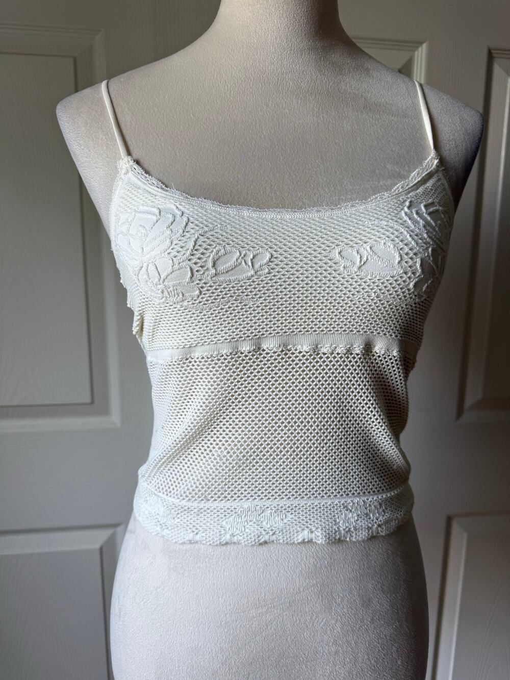 Lyrebird Cream Knit Lace Floral Cami Tank Top Size L/XL (See Measurements)